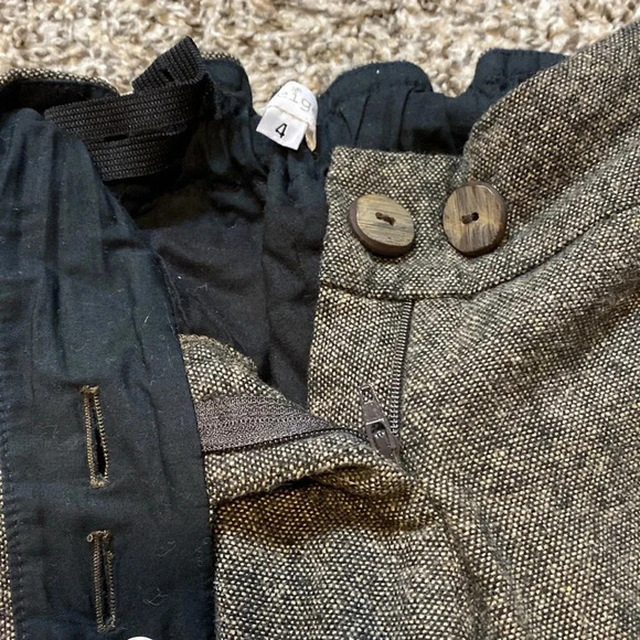 Neige from Paris wide Leg Crop Trousers Tweed Pleated Black & beige - Picture 4 of 9